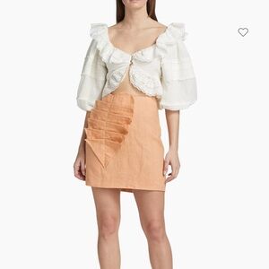 Farm Rio Beige Leaf Miniskirt